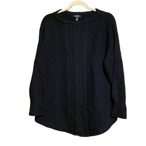 Chaps Womens Size XL Blue Cable Knit Pullover Sweater